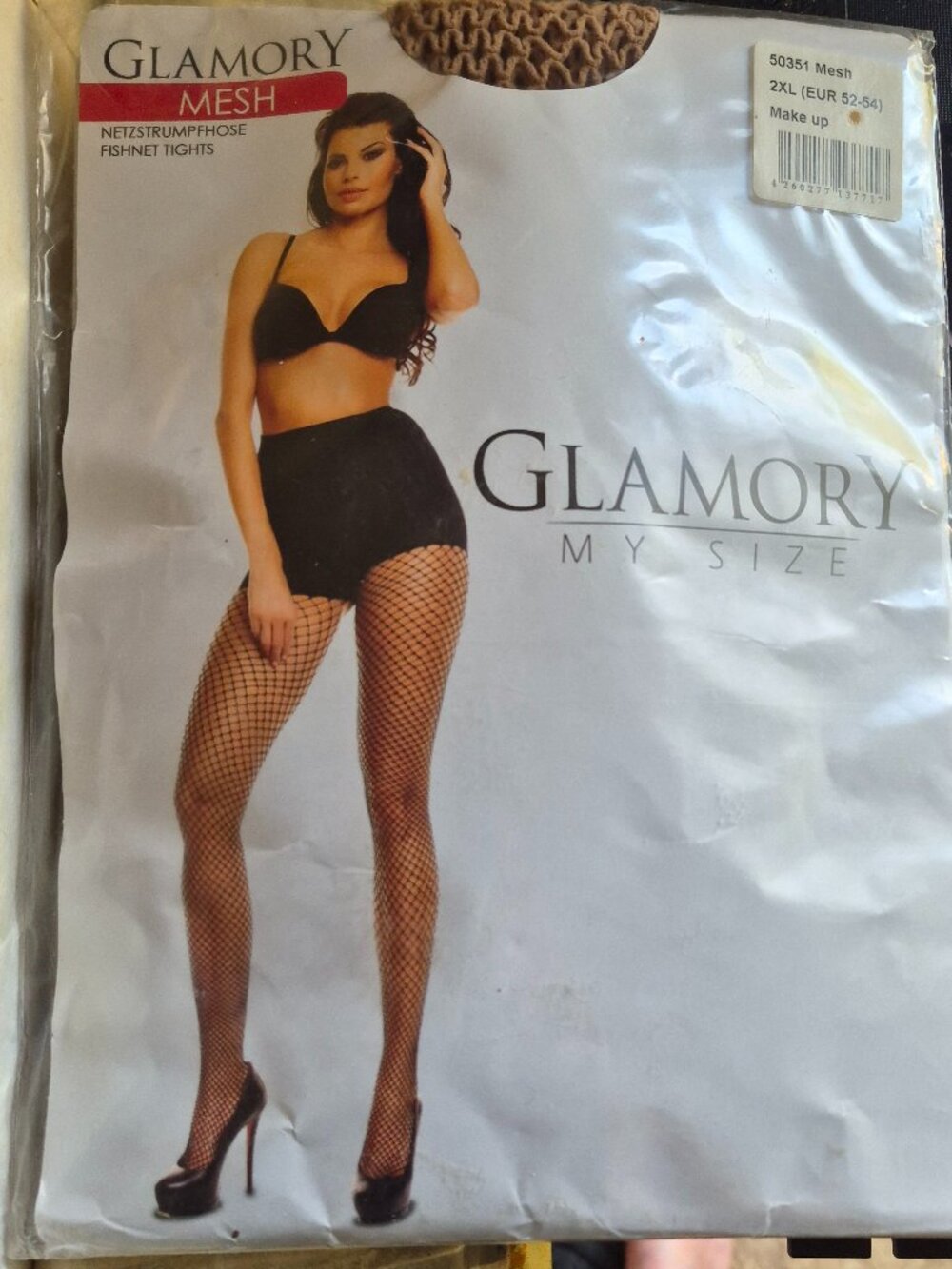 Glamory Mesh Fishnet Tights 2XL Nude Make Up Plus Size NWT